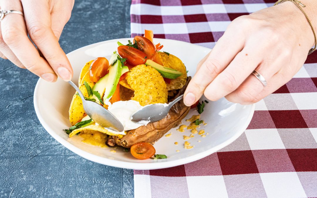 Baked stuffed sweet potato